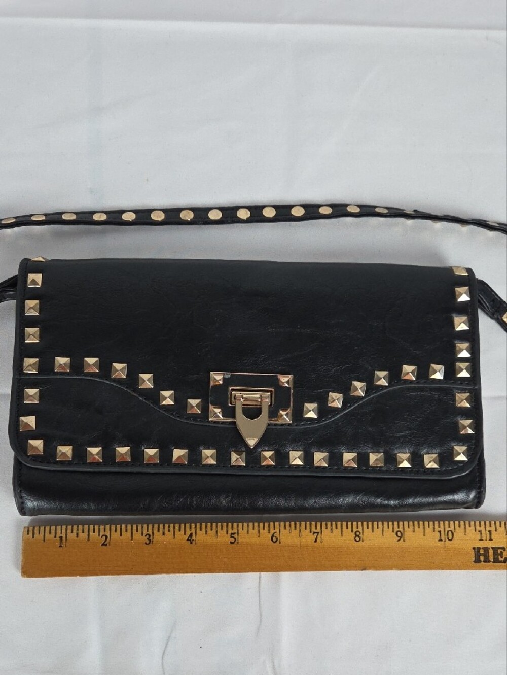 Urban Expressions Black Studded Crossbody Bag with Gold Accents